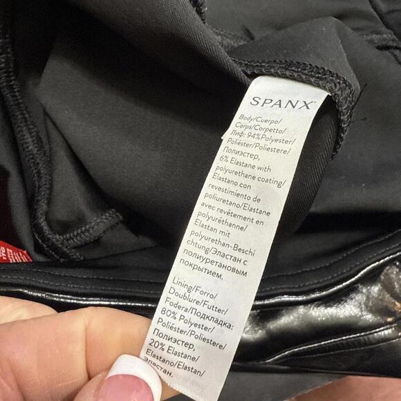 SPANX Black Faux Leather Classic City Business Casual Leggings Pants 1X Petite - Picture 11 of 15